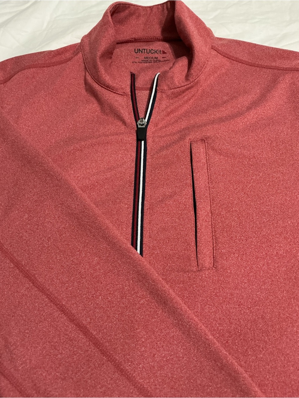 UNTUCKit Men's M Full Zip Performance Jacket Heathered Red